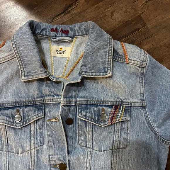 Marine Layer Embroidered Jean Jacket EXC SIZE M - Picture 7 of 9